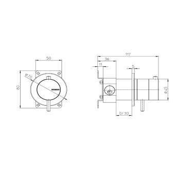 Внешняя часть Bossini Nobu настенного термостатического смесителя..цвет Mat brushed S.S.