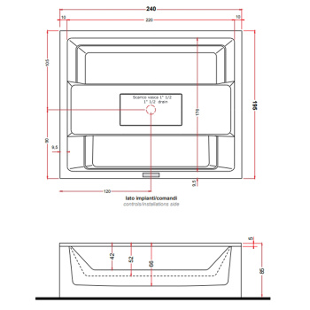 Минибассейн Gruppo Treesse Rest 2400x1950х850, хромотерапия 1, озон. дезинф. внешняя панель VTR, автонаполнение и дренаж, нагрев3KW, белый V192HXBNB220O0SI