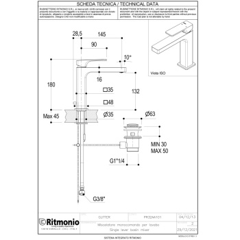 Смеситель для раковины Ritmonio Glitter PR32AA101CRL хром