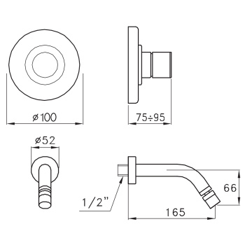 Внешняя часть встраиваемого смесителя для раковины Stella Lucilla LL 01411 CR00 хром