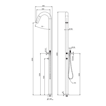 Душевая колонна с одним выходом OUTSIDE Fima Carlo Frattini Outdoor нержавеющая сталь F5970X2CINOX