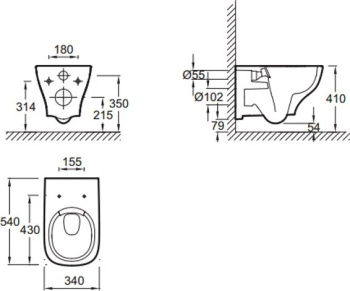 Унитаз c инсталляцией Jacob Delafon Struktura EDE103-BL