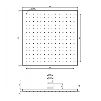 Верхний душ из латуни Fima Carlo Frattini Wellness 300х300, квадратный, брашированный никель F2216/2SN