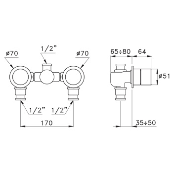 Встраиваемый cмеситель для душа без переключателя Stella Bamboo 3292tr , хром BT 01300 CR00