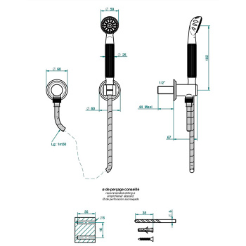 Душевой комплект с ручным душем THG Moon Dragon U5G-A02-52 хром