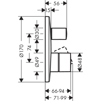Axor Uno Встраиваемый смеситель для ванны однорычажный с защитой по станд. EN1717, внешняя часть, цв