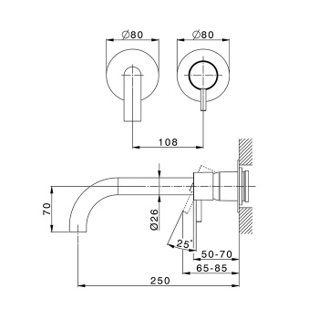 Смеситель для раковины Cisal Less New LN00551E40 черный