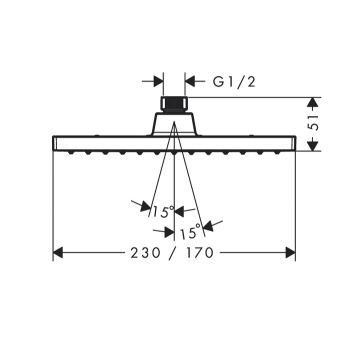 Верхний душ hansgrohe Vernis Shape 230 1jet 26283000 EcoSmart, хром