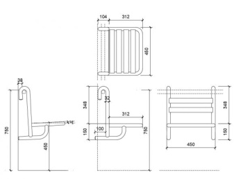 Съемное сиденье Nofer для душа или ванной из нержавеющей стали матовое 15042.MOV.S