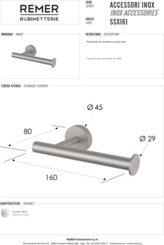 Держатель туалетной бумаги Remer INOX accessories нержавеющая сталь SSXI61