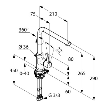 Смеситель для кухни Kludi L-Ine S 408030575, хром
