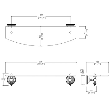 Полочка стеклянная Devon&Devon Black Diamond 60 стекло прозрачное светлое золото BLKD510OT