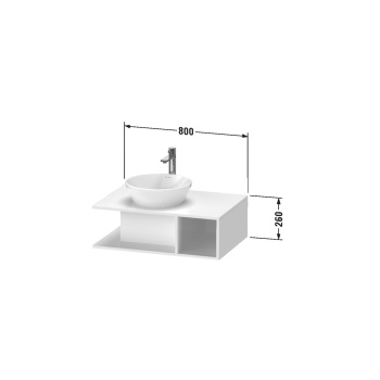 Duravit D-Neo Тумбочка подвесная компакт, 260x800x550 мм, 1 открытое отделение на правой стороне, цвет: белый высокоглянцевый