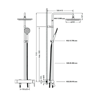 Смеситель для душа Jorger Exal 632.20.610.000 хром