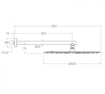 Верхний душ Ramonsoler настенный круглый (40cm) нержавеющая сталь BH02RM400