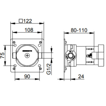 Встраиваемая часть Keuco Ixmo 59556000170 для переключателя на 2 потребителя и выводом для шланг