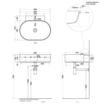 Раковина подвесная Cielo Mare MRLS60 MU 60 см зеленый
