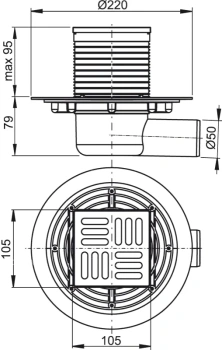 Душевой трап Alcaplast APV1311 с решеткой хром