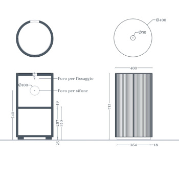 Тумба с раковиной Artceram Opera 72х40, напольная, 1 дверка, platinum ACM042 52