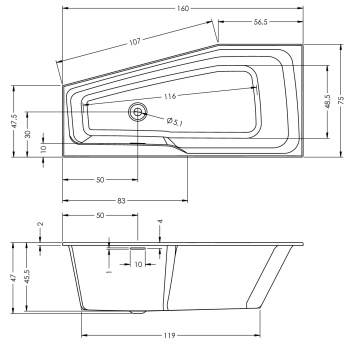 Акриловая ванна Riho 160x75 B111001005