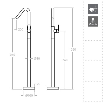 Смеситель для раковины Ramonsoler Alexia напольный золото 367602SOC