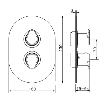Смеситель термостатический для душа Cisal Lineaviva настенный, на 3 выхода (без встраиваемой части ZA018201) хром LV01820021