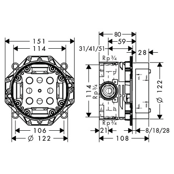 Hansgrohe Ibox Universal Монтажная коробка для скрытого монтажа смесителей
