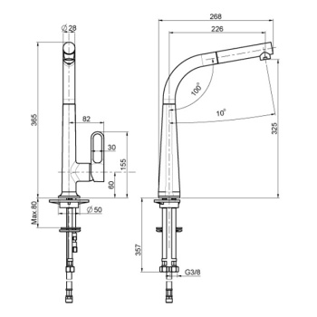 Смеситель для кухни Fima Carlo Frattini Kitchen Skinny, с выдвижной лейкой, вращающийся излив, хром F7026CR