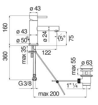 Cмеситель для раковины Nobili Live LV00418/1BM черный
