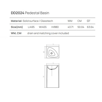 Раковина напольная Dea Design Pedestal Basin 495х455хh880, dark blue DD2024 495 R11