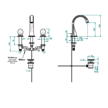 Смеситель для раковины THG Moon Dragon U5G-A02-151LED хром