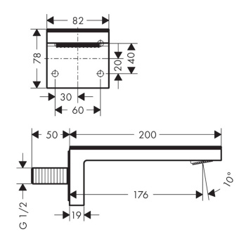 Axor MyEdition Излив для ванны, настенный, излив 200мм, цвет: хром/черный орех 47412000