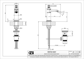 Смеситель для биде Gessi Venti20 65007.727 Brass Brushed PVD