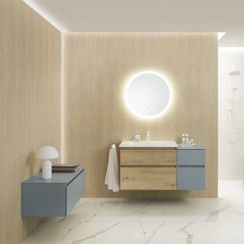 Burgbad Lin20 Комплект мебели 123х49.5х62.2см, подвесной, с раковиной, с зеркалом, с 2 ящиками, цвет: Cashmere oak decor SGHF083F5355C0001*1