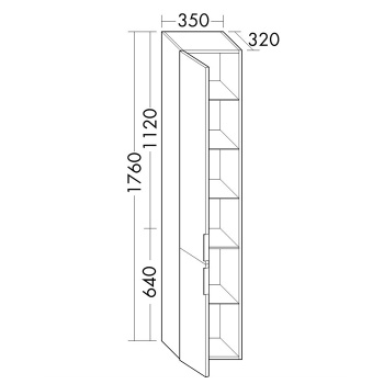Burgbad Eqio Шкаф высокий 32х35х176см, две двери, петли слева L, 4 стекл полки,1 несъемная полка, подвесной, цвет: белый глянец HSFB035LF2009