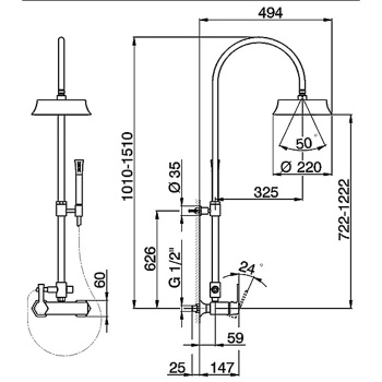 Настенная душевая система Cisal Cherie смеситель для душа,верхний душ,ручной душ с держателем и шлангом, хром CE00405121
