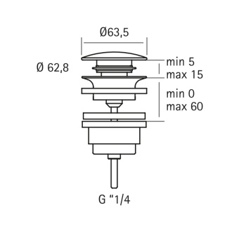 Донный клапан QuadroDesign  Универсальная Up & down цвет Brushed Stainless Steel SC015AS