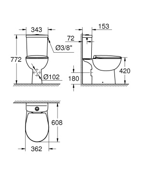 Унитаз напольный Grohe Bau Ceramic 39347000 альпин-белый
