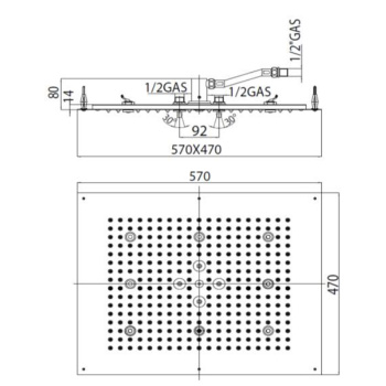 BOSSINI Dream Верхний душ 570 x 470 мм, с 8 LED (белый), 2 режима (дождь, распыление), цвет: хром H3