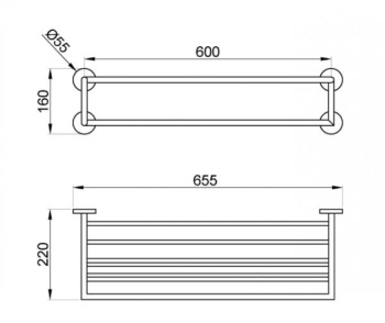 Полка для полотенец Nofer с вешалом NIZA черная 16854.N