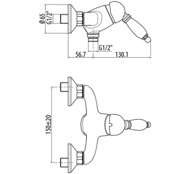 Смеситель для душа Gattoni Orta с белой ручкой, хром 2725/27C0 OLD