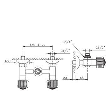 Смеситель для душа без гибкого шланга и лейки Nicolazzi Onice хром 2125CR09O