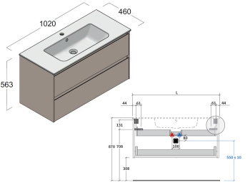 Тумба под раковину Berloni Bagno WAY BLOCK WAKBS2CKDIC 1429