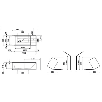 Ванна из искусственного камня Laufen Kartel 176x76 2.2233.2.000.627.1