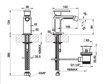 Смеситель для биде Gessi Eleganza 46007.030 Copper PVD