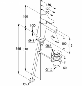 Смеситель для раковины Kludi Pure&easy 371900565 хром