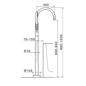 Смеситель для ванны напольный Cisal Slim однорычажный, с ручным душем и шлангом 1500 мм., внешняя часть, черный матов (смотри аналог LN01420040) SM01420040