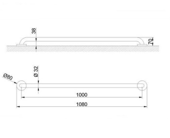 Поручень прямой 1000 мм белый Nofer 15054.100.W