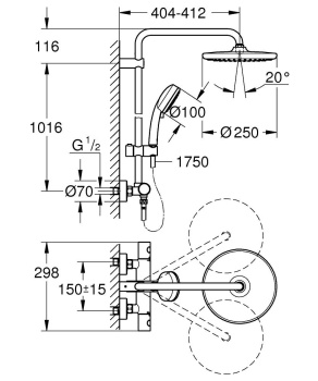 Душевая стойка Grohe Tempesta Cosmopolitan 26670000, хром