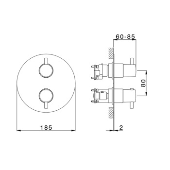 Смеситель для душа встраиваемый Cisal Less Minimal термостатический, с переключателем на 1/2/3 положения, внешняя часть, хром LM0BT03021